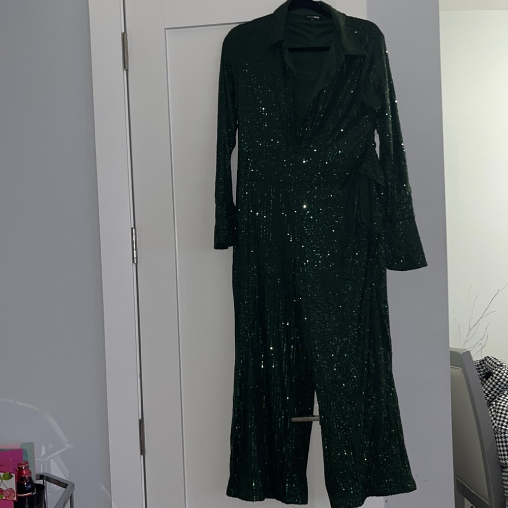 Sequin v-cut jumpsuit